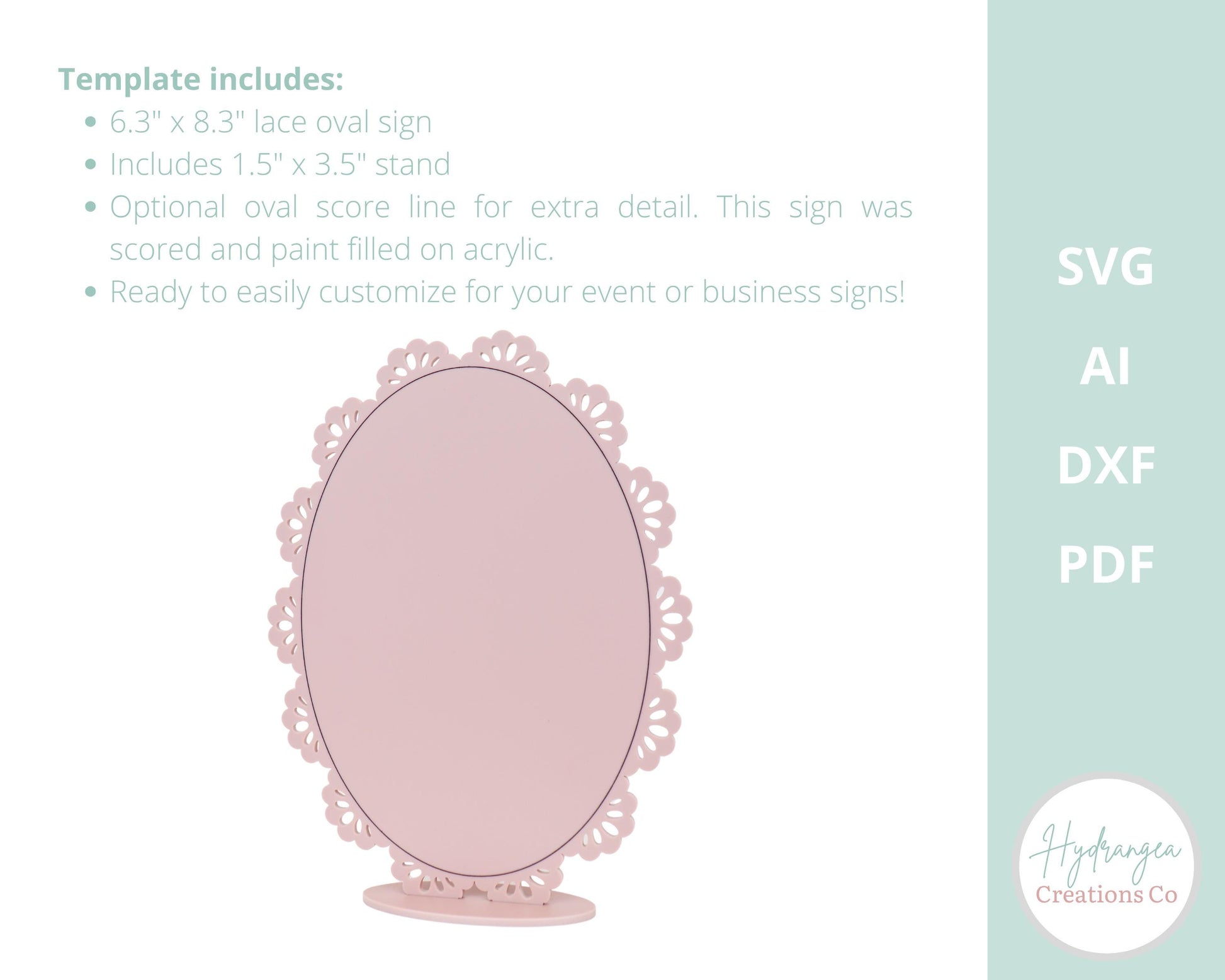 Lace Oval Sign Template SVG Signage | Signature Drink Sign | Social Media Sign | Bridal Wedding Shower Game QR Code | Laser Cut File