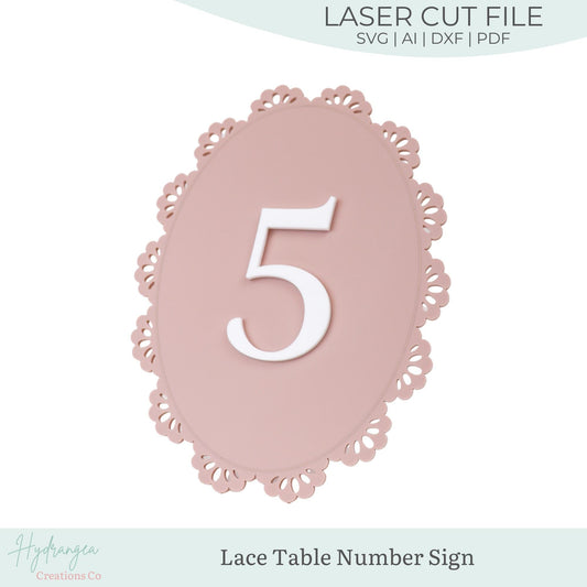 Lace Table Number Template SVG Signage | Signature Drink Sign | Social Media Sign | Bridal Wedding Shower Game QR Code | Laser Cut File