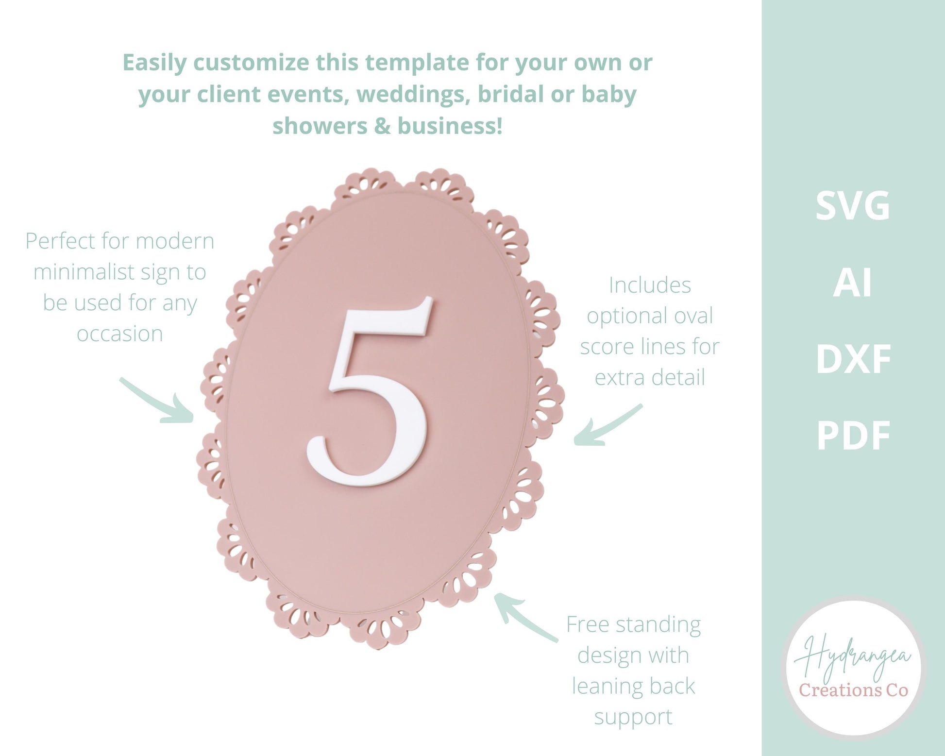 Lace Table Number Template SVG Signage | Signature Drink Sign | Social Media Sign | Bridal Wedding Shower Game QR Code | Laser Cut File