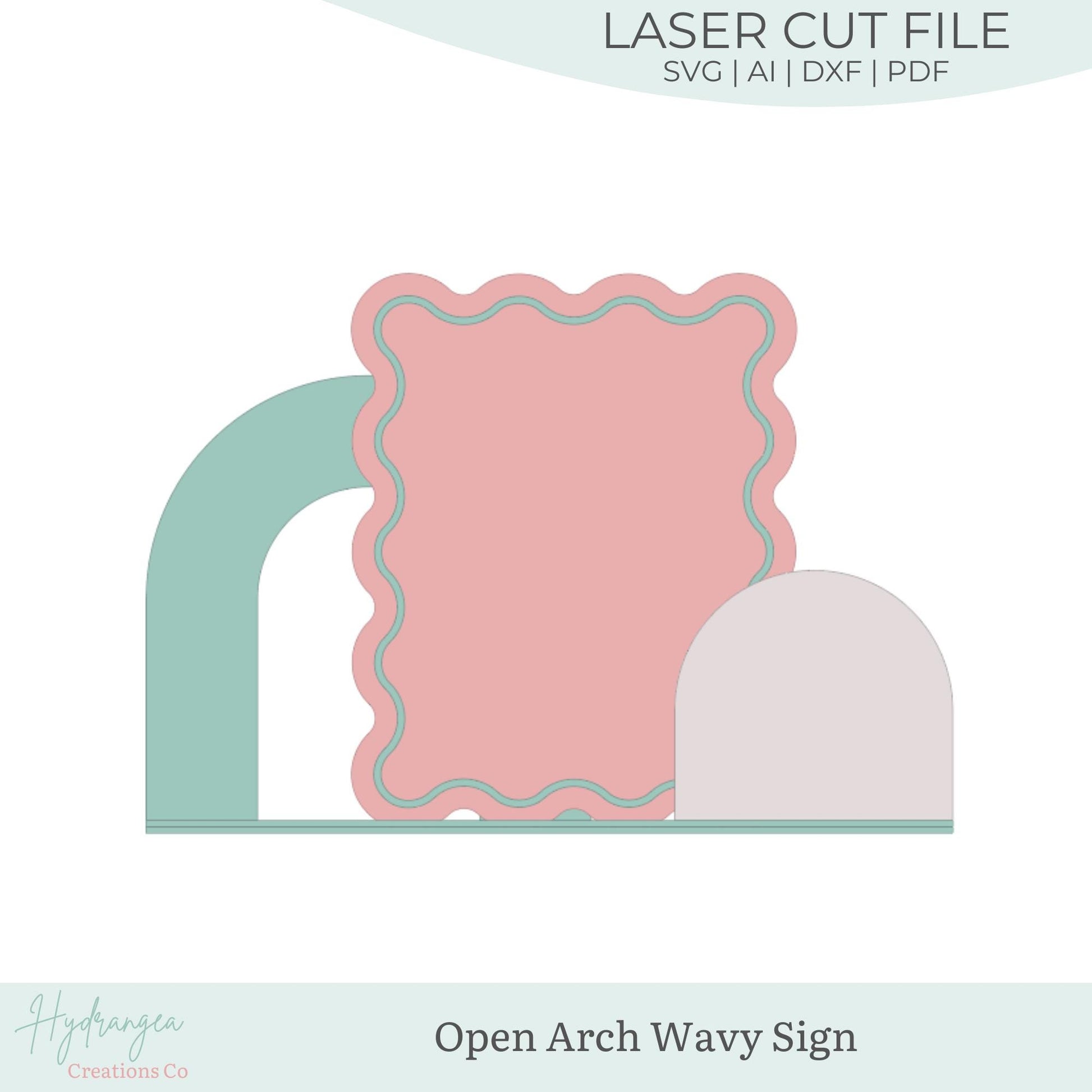 Triple Open Arch Wavy Sign With Stand Template SVG Signature Drink Wedding Bar Menu Sign, Social Media, QR Code, Glowforge Laser Cut File