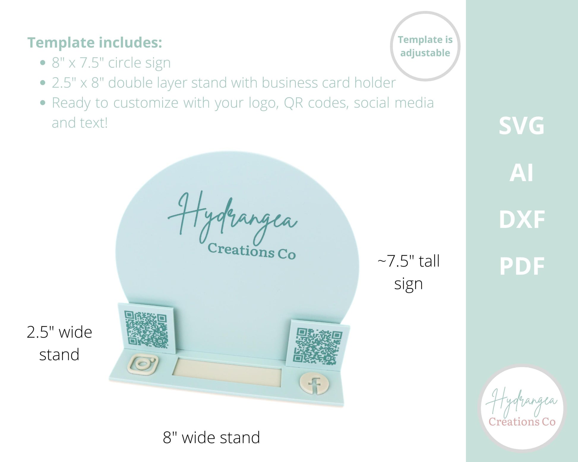 Circle QR Code Business Card Holder Laser SVG Cut File | Social Media QR Code Scan | Business Card Holder | Market Craft Show Display