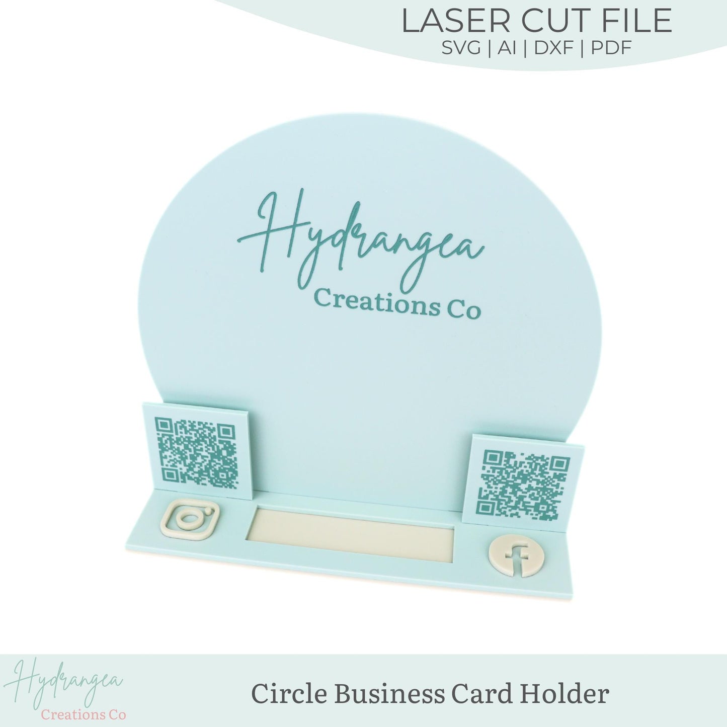 Circle QR Code Business Card Holder Laser SVG Cut File | Social Media QR Code Scan | Business Card Holder | Market Craft Show Display
