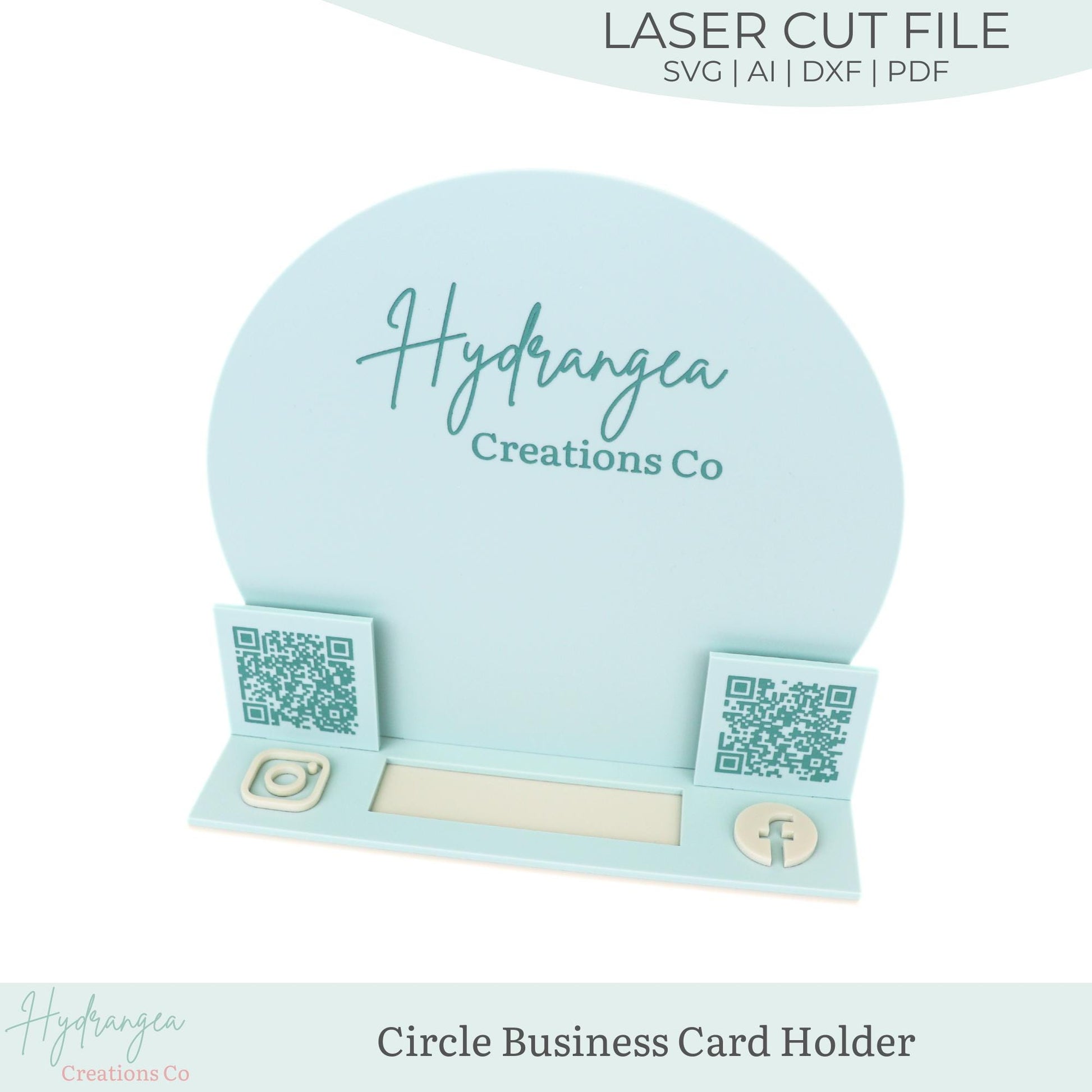 Circle QR Code Business Card Holder Laser SVG Cut File | Social Media QR Code Scan | Business Card Holder | Market Craft Show Display