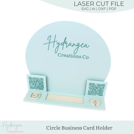Circle QR Code Business Card Holder Laser SVG Cut File | Social Media QR Code Scan | Business Card Holder | Market Craft Show Display