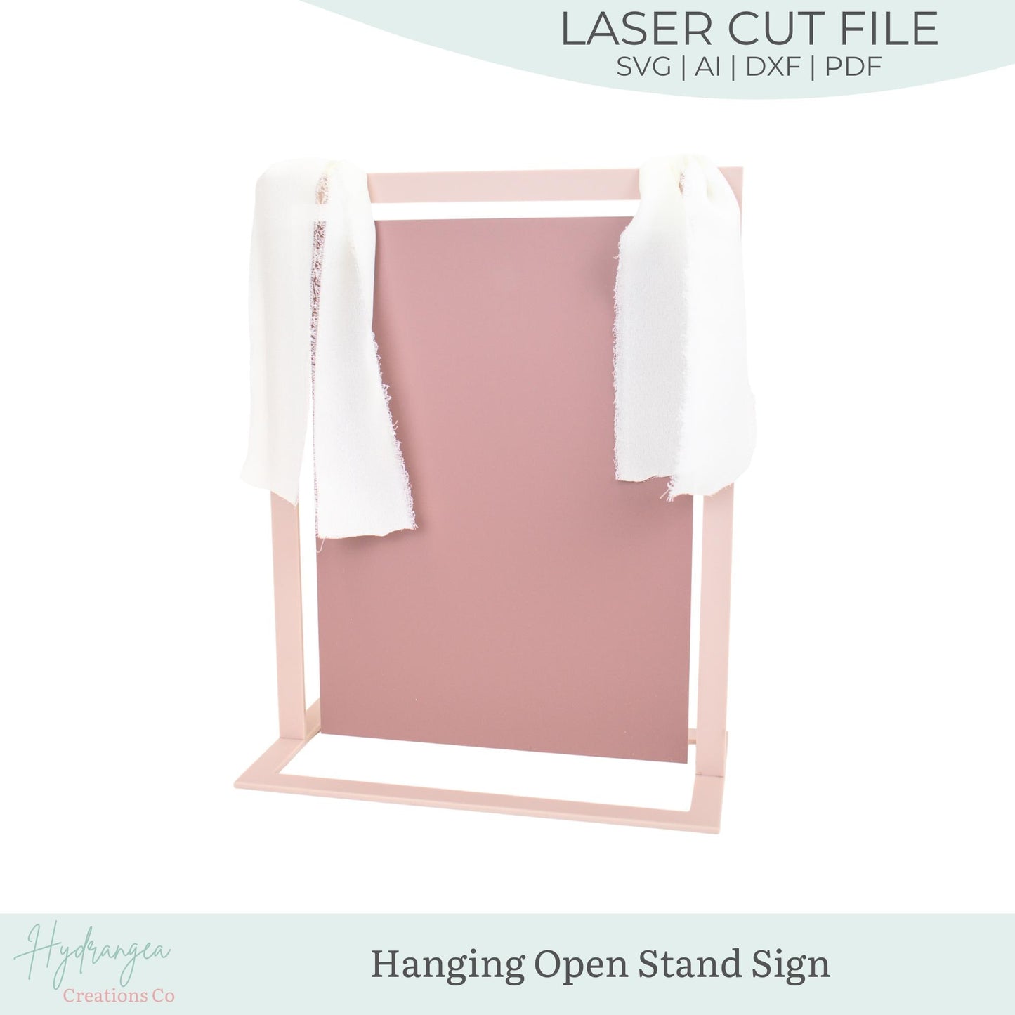Hanging Open Sign With Stand Template SVG Signature Drink Wedding Bar Menu Sign | Rectangular Hanging Sign | Glowforge Laser Cut File