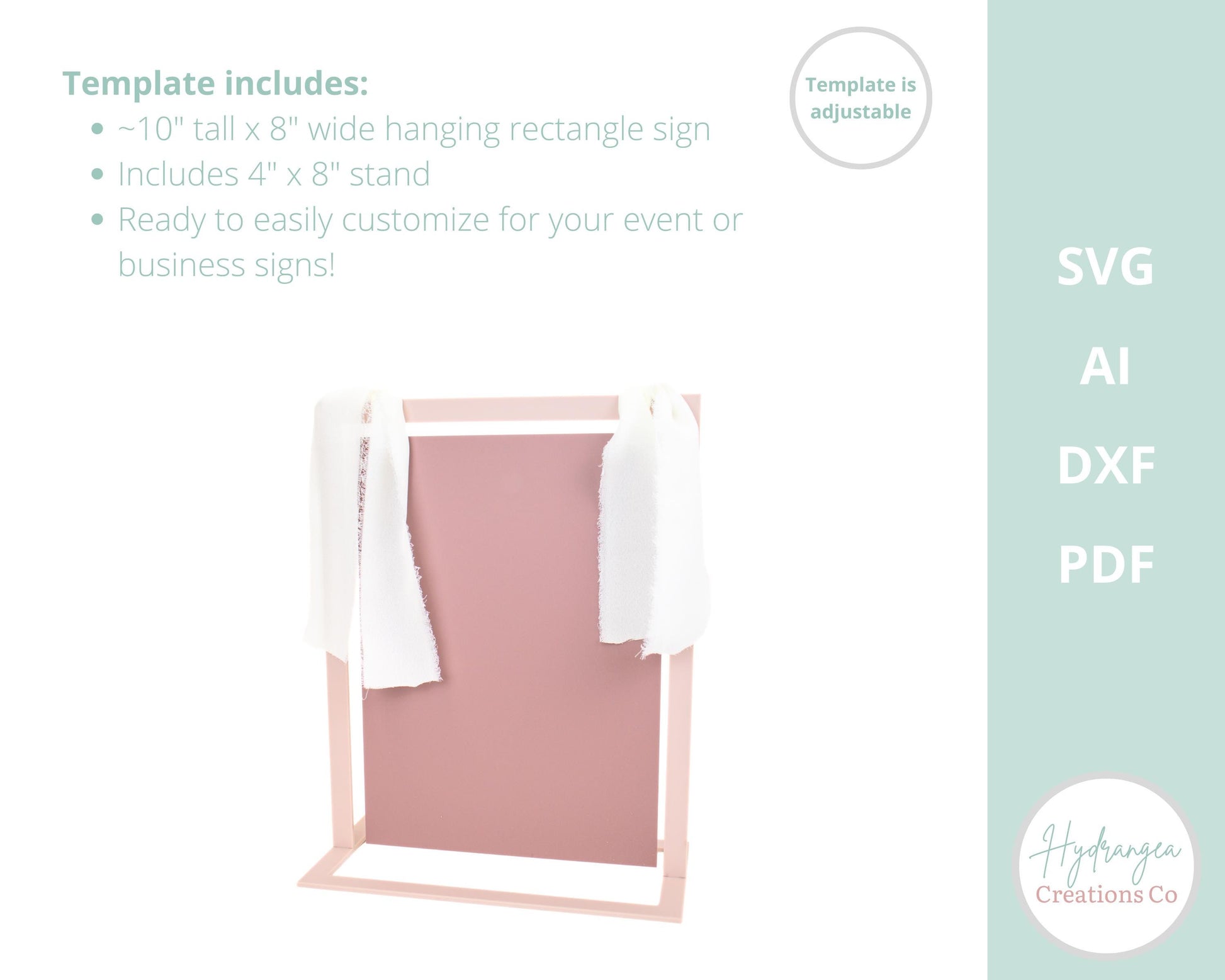 Hanging Open Sign With Stand Template SVG Signature Drink Wedding Bar Menu Sign | Rectangular Hanging Sign | Glowforge Laser Cut File