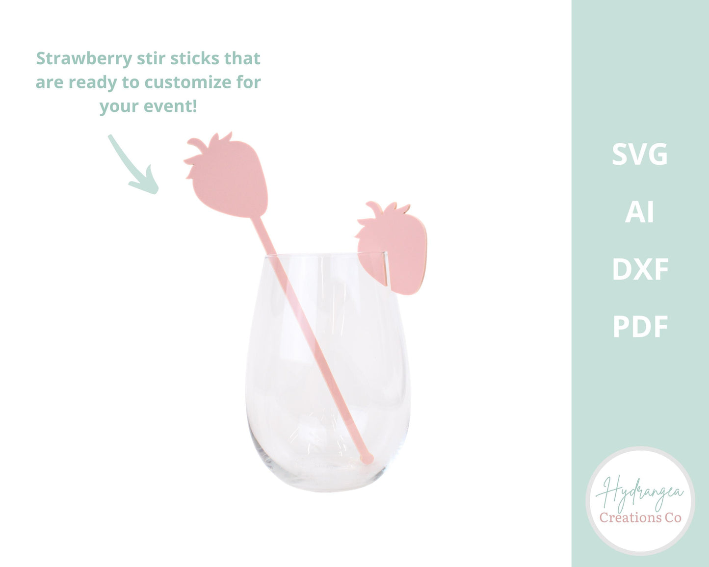 Drink Stir Stick Swizzle Stick Bundle SVG Strawberry Drink Name Tag Laser Cut File Template | Fruit Stirrer Bridal Shower Wedding Birthday