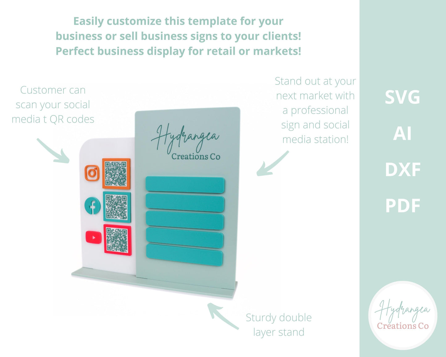 Magnetic Business Menu Pricing Sign Laser File SVG | Market Craft Show Display | Menu | QR Code Social Media Pay