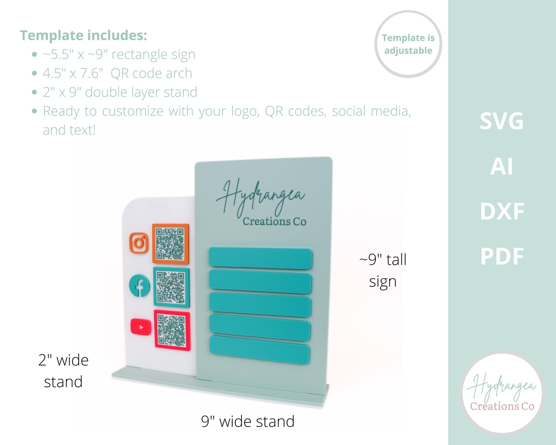 Magnetic Business Menu Pricing Sign Laser File SVG | Market Craft Show Display | Menu | QR Code Social Media Pay