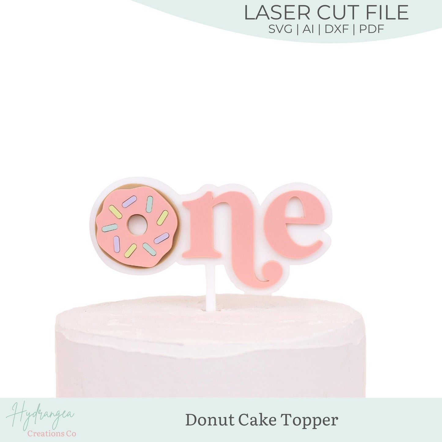 One Birthday Cake Topper SVG Laser Cut File | Donut Sweet Theme Birthday Party | Event Decor Laser File | Glowforge SVG Files
