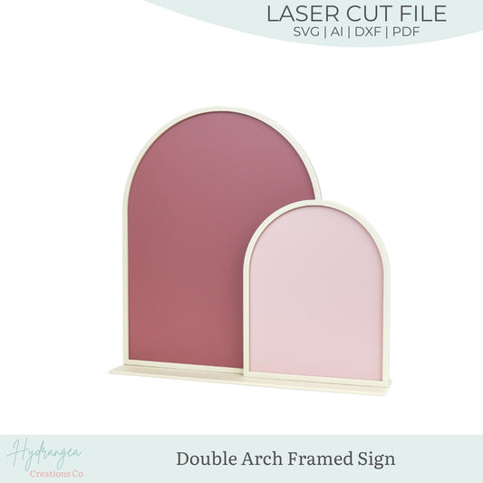 Double Arch Framed Sign With Stand Template SVG, Drink Wedding Bar Menu Sign, Social Media, Payment QR Code, Glowforge Laser Cut File