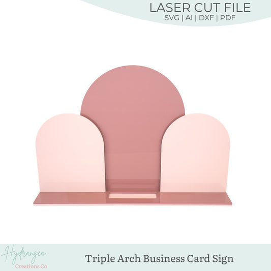 Triple Arch Sign With Stand Template SVG Signature Drink Wedding Bar Menu Sign, Social Media, Payment QR Code, Glowforge Laser Cut File