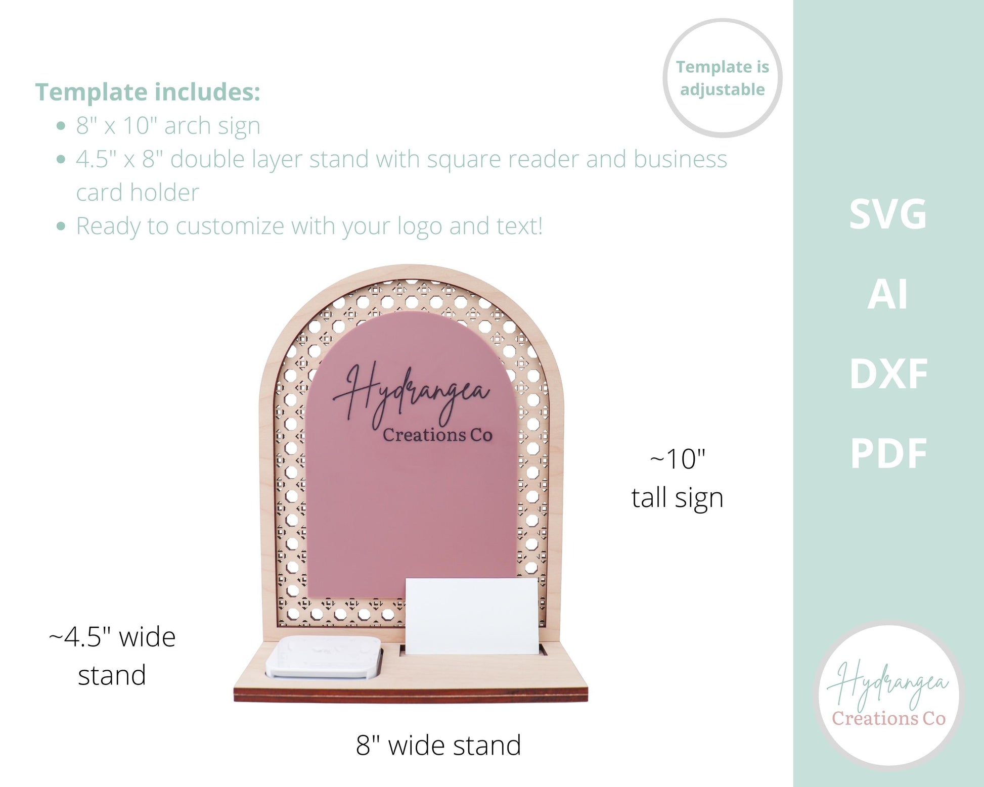 Arch Business Sign Vendor Event Display Square Reader Dock Laser File Market Craft Show Scan to Pay QR Code Social Media Payment Card Holder