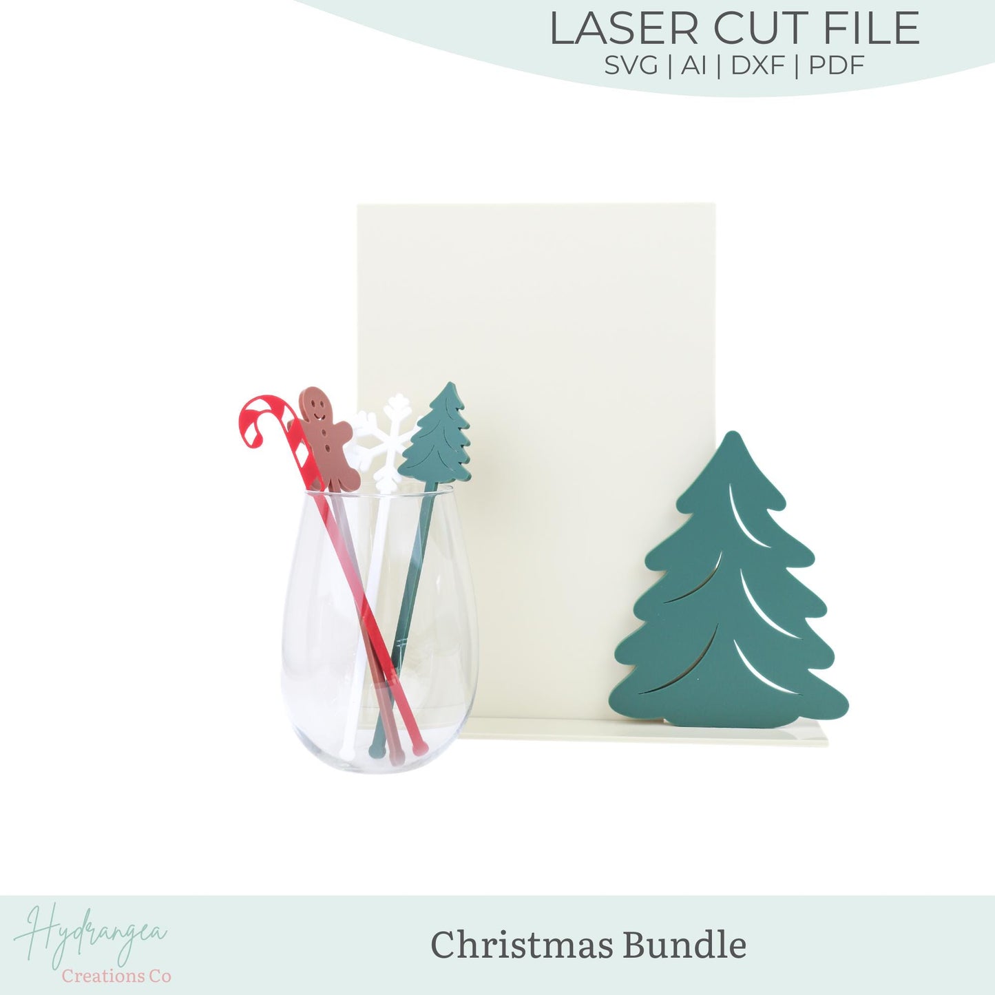 Christmas Bundle SVG Sign and Stir Sticks | Christmas Tree Sign and Holiday Stir Sticks | Cricut Glowforge Laser Cut File