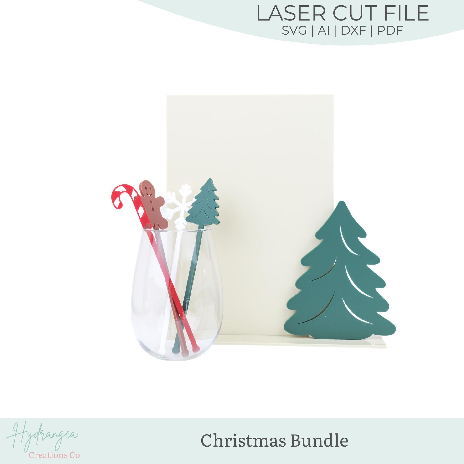 Christmas Bundle SVG Sign and Stir Sticks | Christmas Tree Sign and Holiday Stir Sticks | Cricut Glowforge Laser Cut File