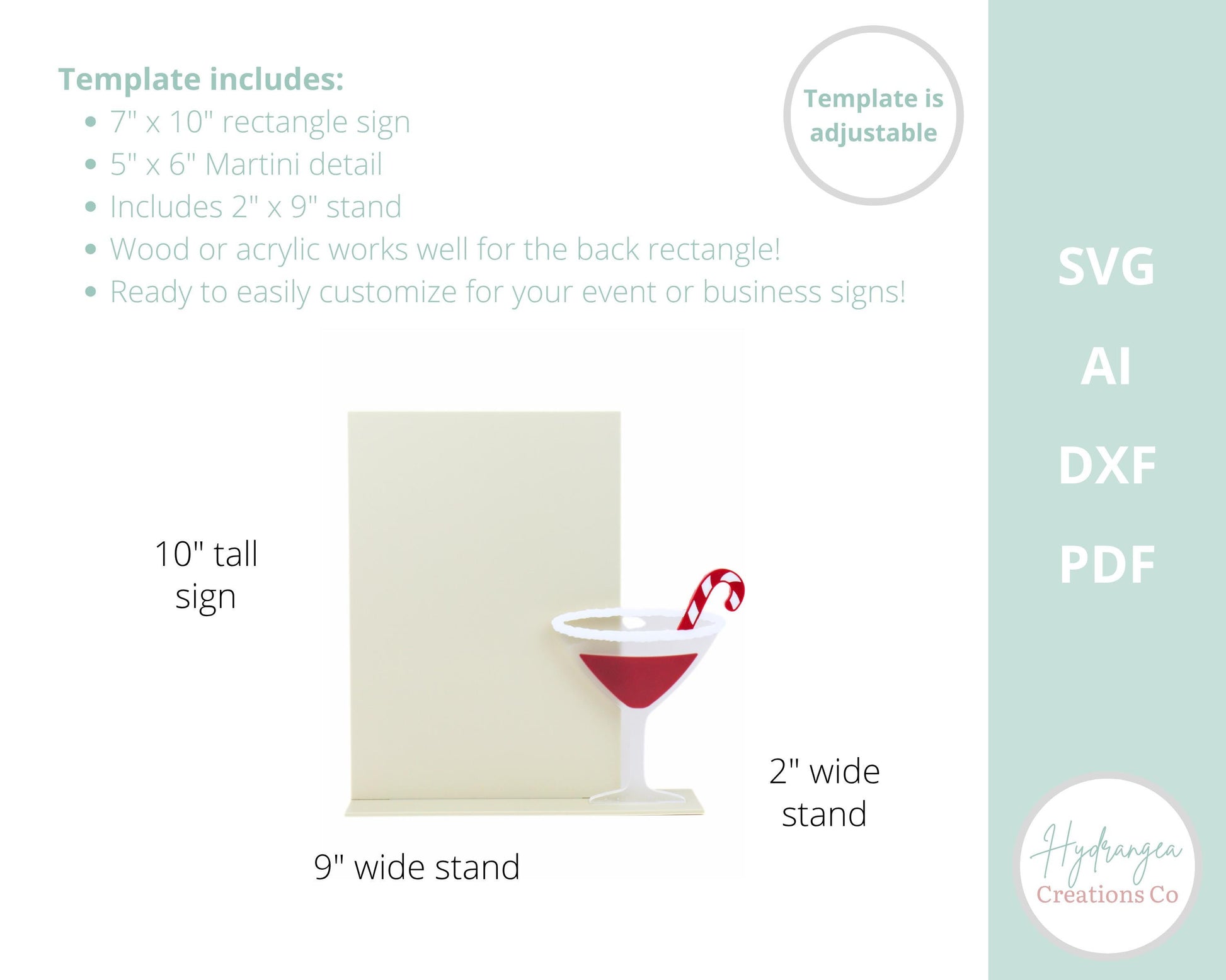Candy Cane Martini Sign Template SVG Signage | Signature Drink Sign | Social Media Sign | Party QR Code | Holiday Sign | Laser Cut File