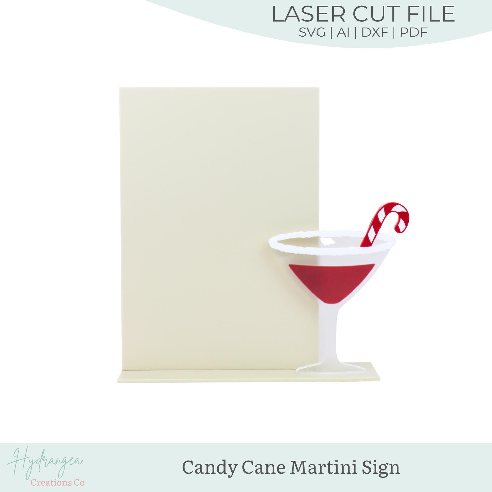 Candy Cane Martini Sign Template SVG Signage | Signature Drink Sign | Social Media Sign | Party QR Code | Holiday Sign | Laser Cut File