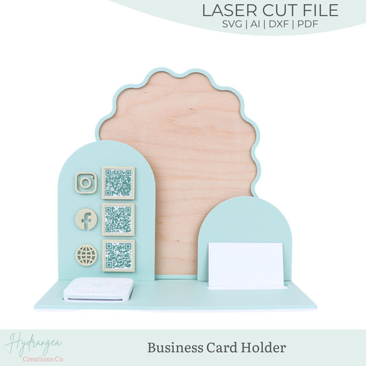 Wavy Arch Square Reader Holder Template SVG | Business Card Craft Show Display | QR Code Instagram Social Media Station | Laser Cut File