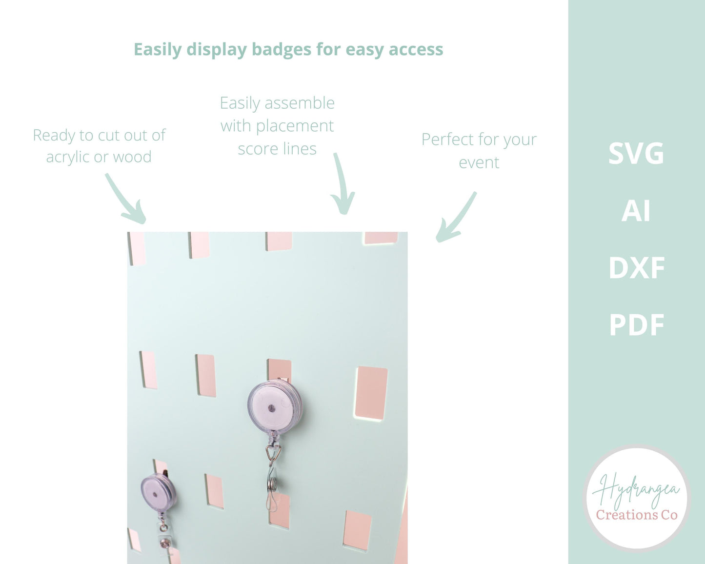 Badge Reel Display SVG Sign Template | Conference Badge Sign | Event Display Sign | Laser Cut File