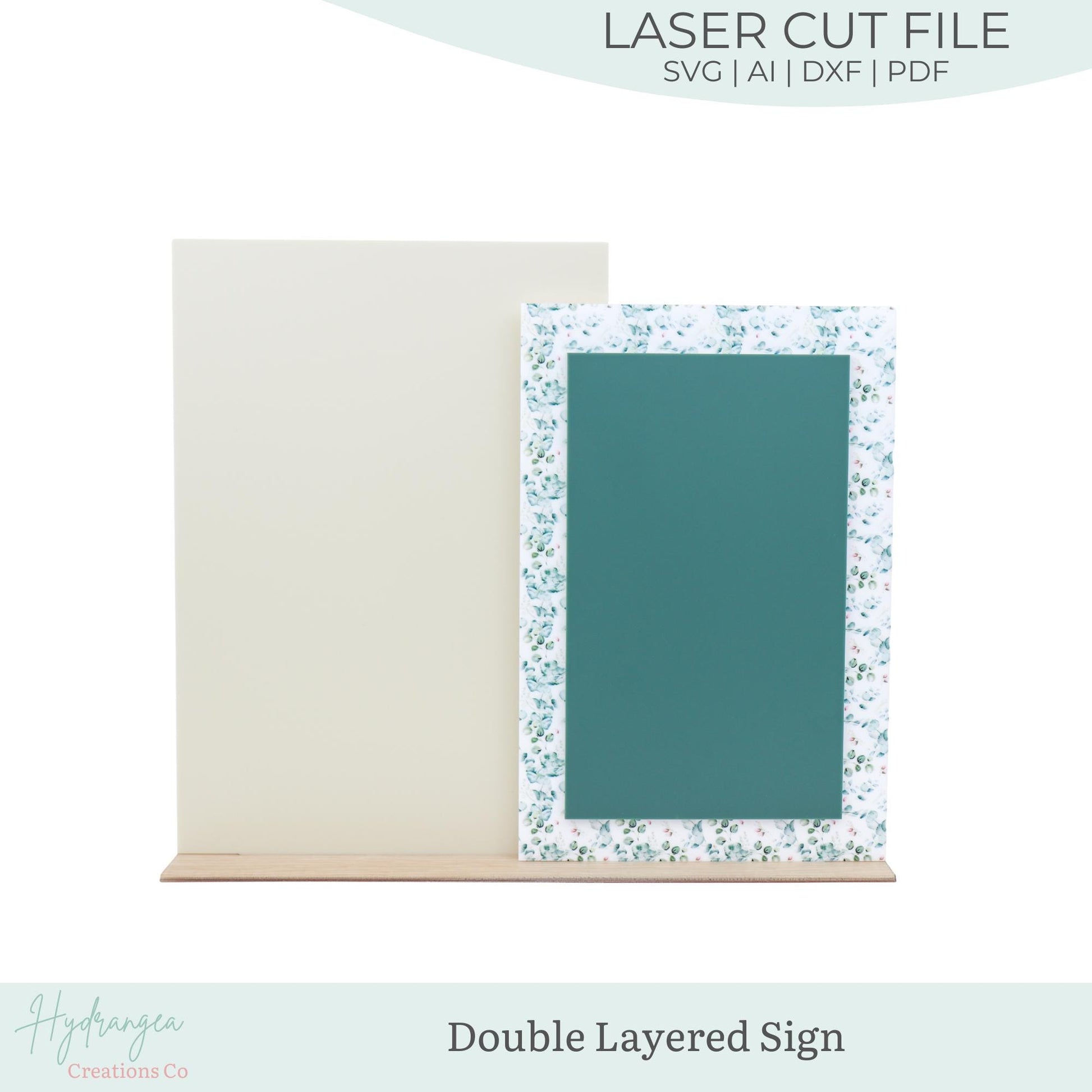 Double Layered Rectangle Sign SVG Laser Cut File Template | Modern Acrylic Signage | Wedding Bridal Baby Shower | Party Sign