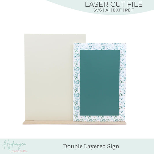 Double Layered Rectangle Sign SVG Laser Cut File Template | Modern Acrylic Signage | Wedding Bridal Baby Shower | Party Sign