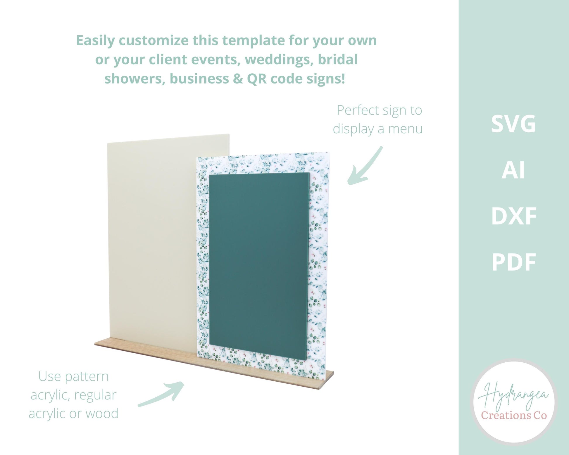 Double Layered Rectangle Sign SVG Laser Cut File Template | Modern Acrylic Signage | Wedding Bridal Baby Shower | Party Sign