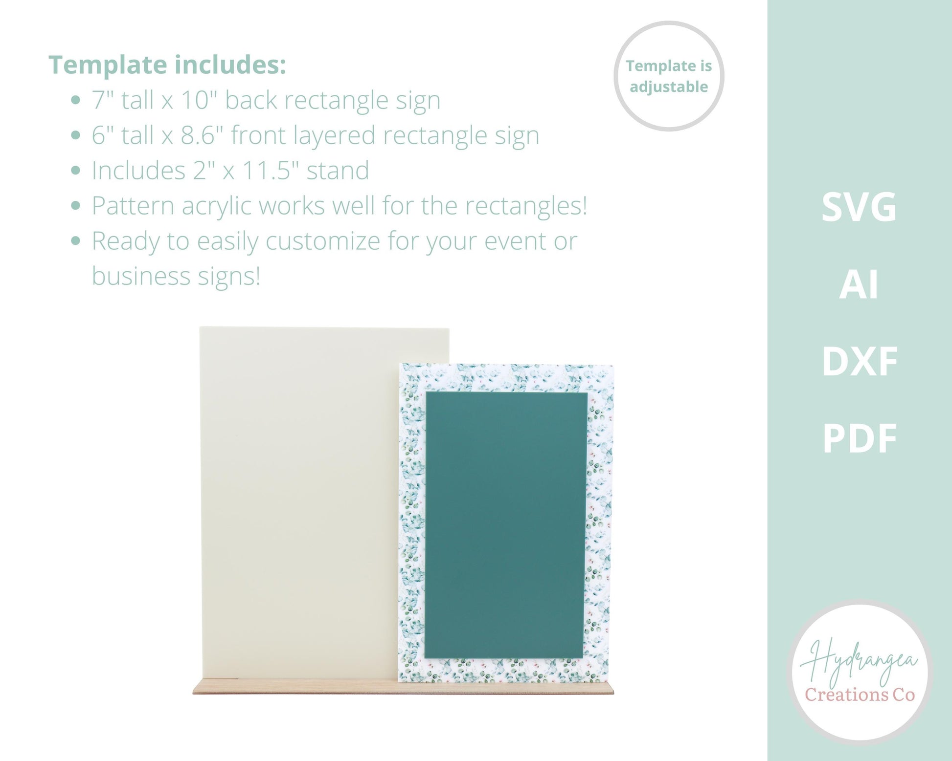 Double Layered Rectangle Sign SVG Laser Cut File Template | Modern Acrylic Signage | Wedding Bridal Baby Shower | Party Sign