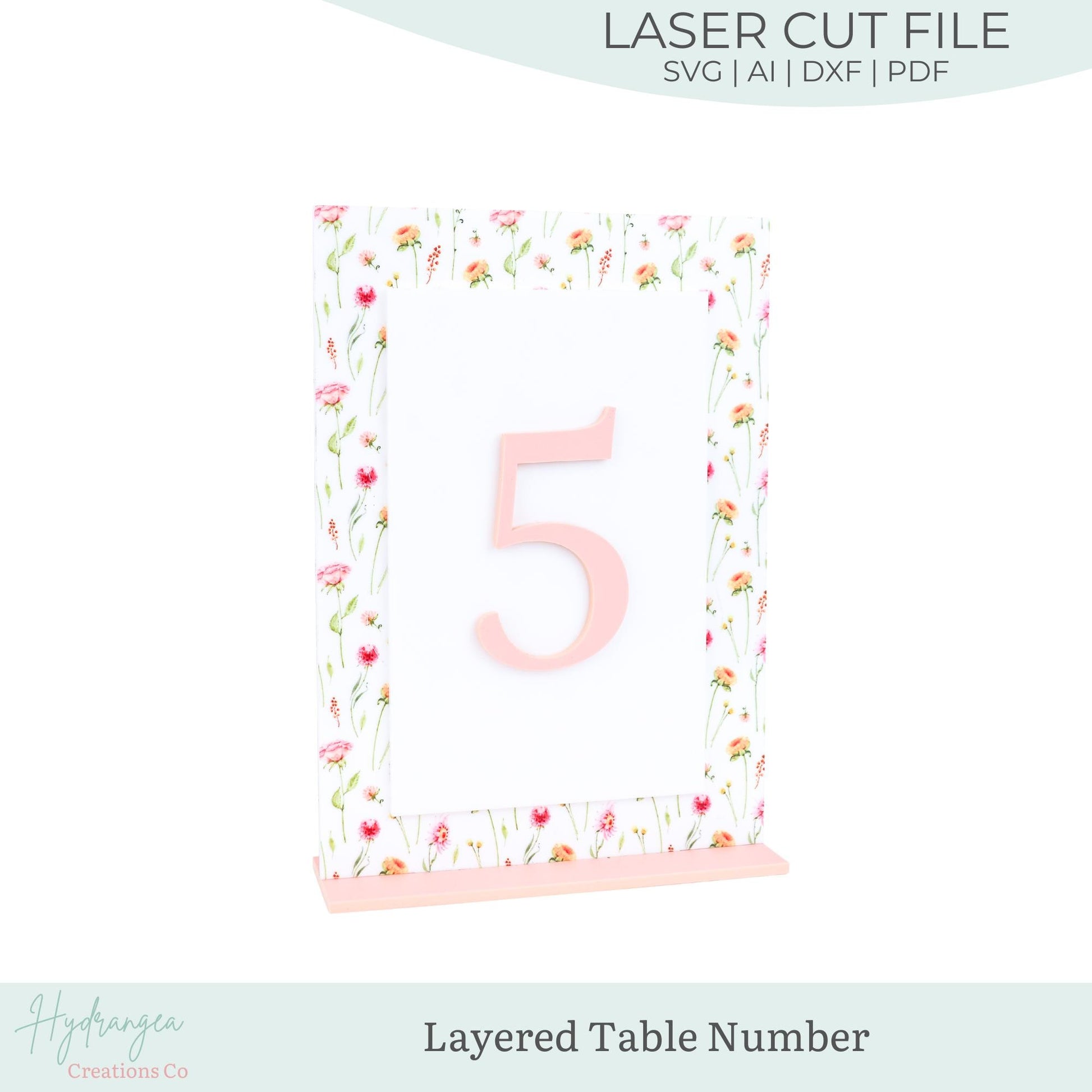 Table Number Layered Rectangle SVG Laser Cut File Template Wedding Acrylic Wood Signage | Bridal Baby Shower Graduation Table Number