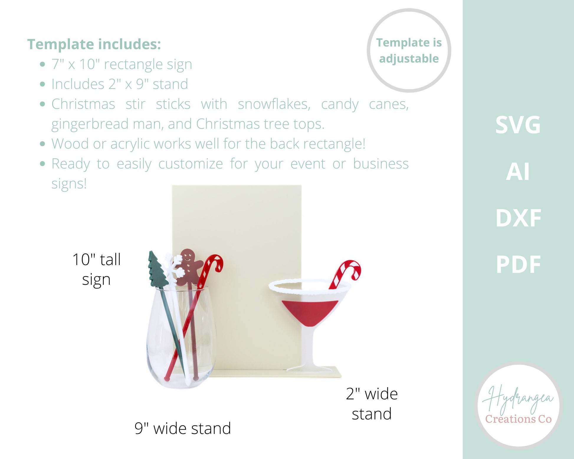 Christmas Bundle SVG Sign and Stir Sticks | Candy Cane Martini Sign and Holiday Stir Sticks | Cricut Glowforge Laser Cut File