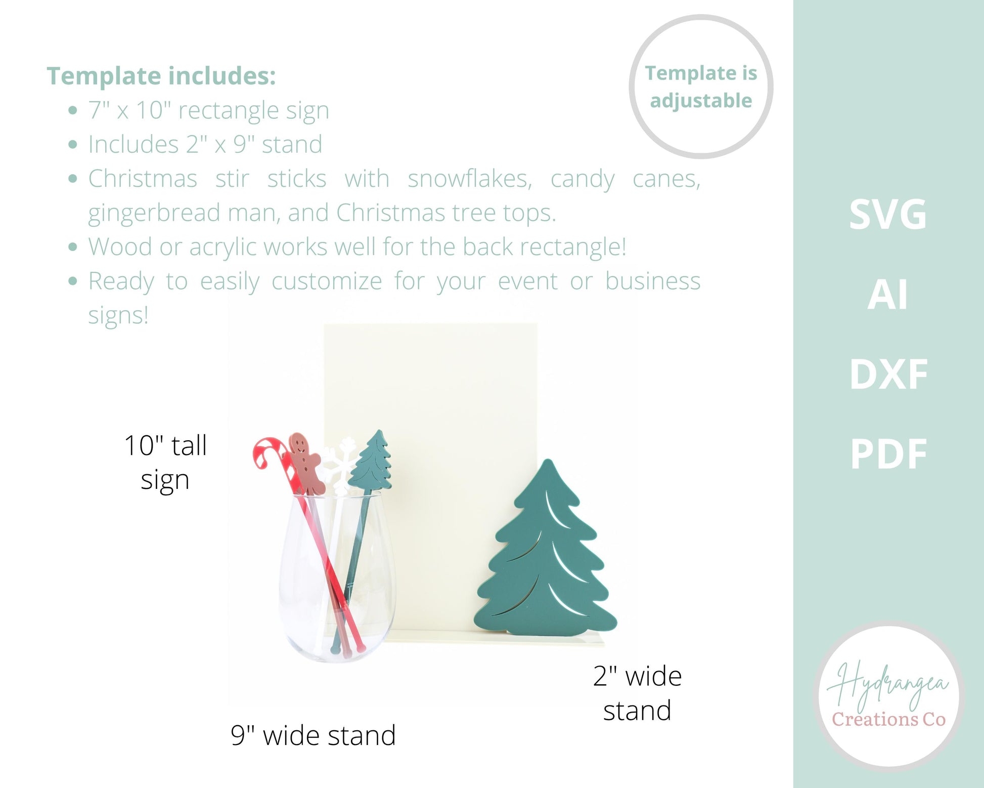 Christmas Bundle SVG Sign and Stir Sticks | Christmas Tree Sign and Holiday Stir Sticks | Cricut Glowforge Laser Cut File