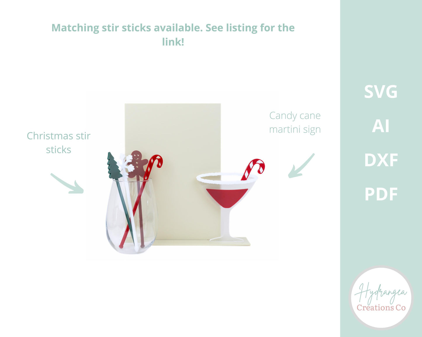 Candy Cane Martini Sign Template SVG Signage | Signature Drink Sign | Social Media Sign | Party QR Code | Holiday Sign | Laser Cut File