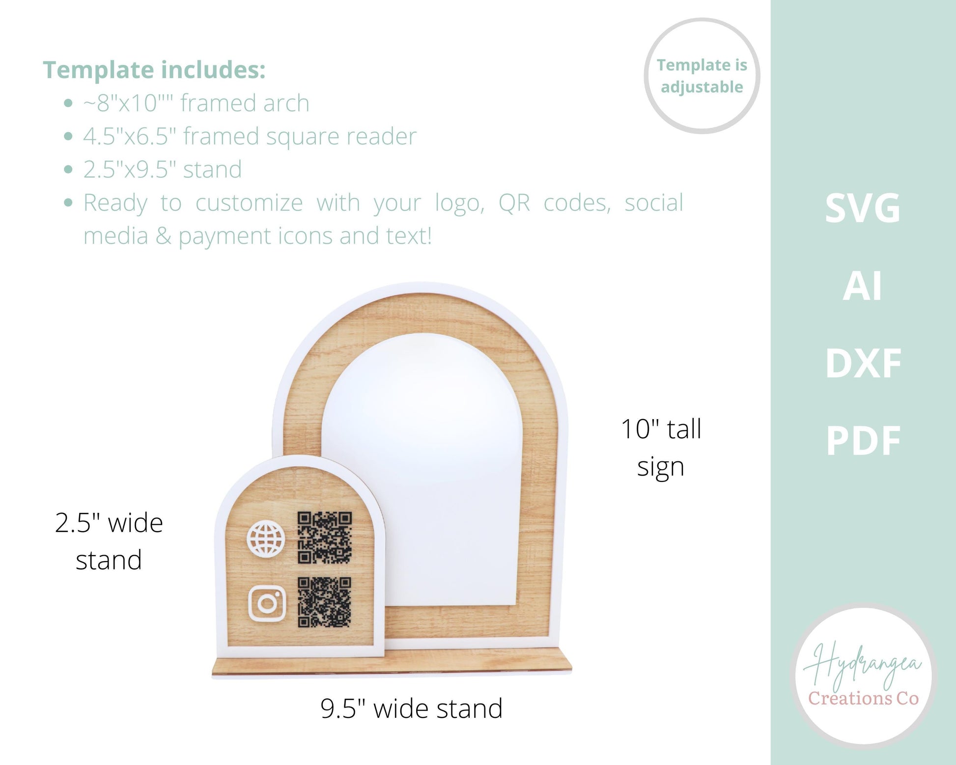 Double Arch Framed QR Code Sign | Social Media Payment Sign | Framed Arch Craft Show Market Display | Laser Cut SVG File