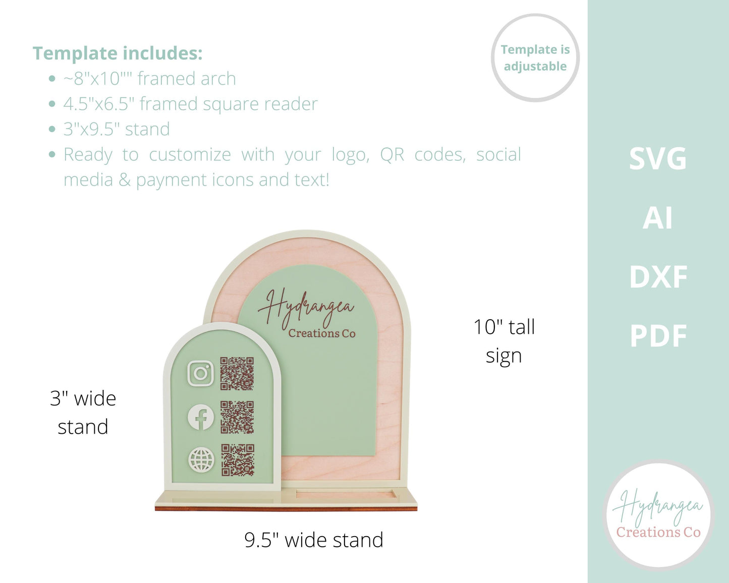 Double Arch Business Card Holder Template SVG | Payment Method Craft Show Display | QR Code Instagram Social Media Station | Laser Cut File
