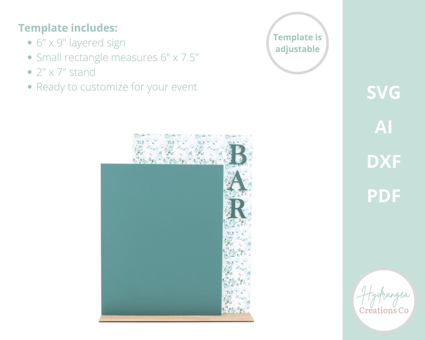 6x9 Layered Sign SVG Template Wedding Signage | Signature Drink or Party Favor Sign | Bridal or Baby Shower Signage | Laser Cut File