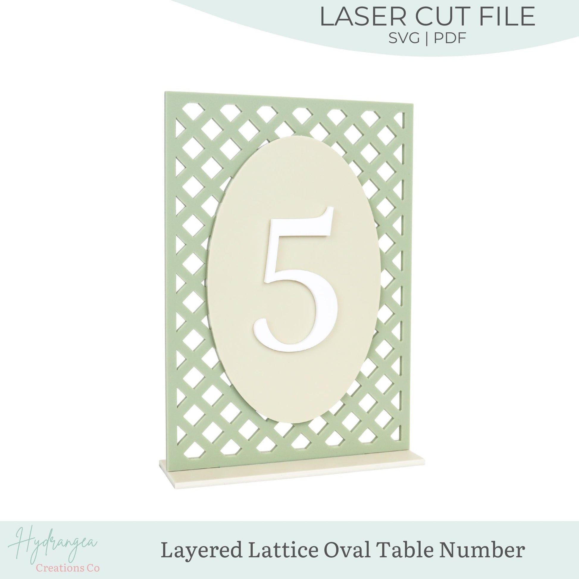 Table Number Lattice Layered Rectangle Oval SVG Laser Cut File Template | Wedding Signage | Bridal Baby Shower | Graduation Table Number