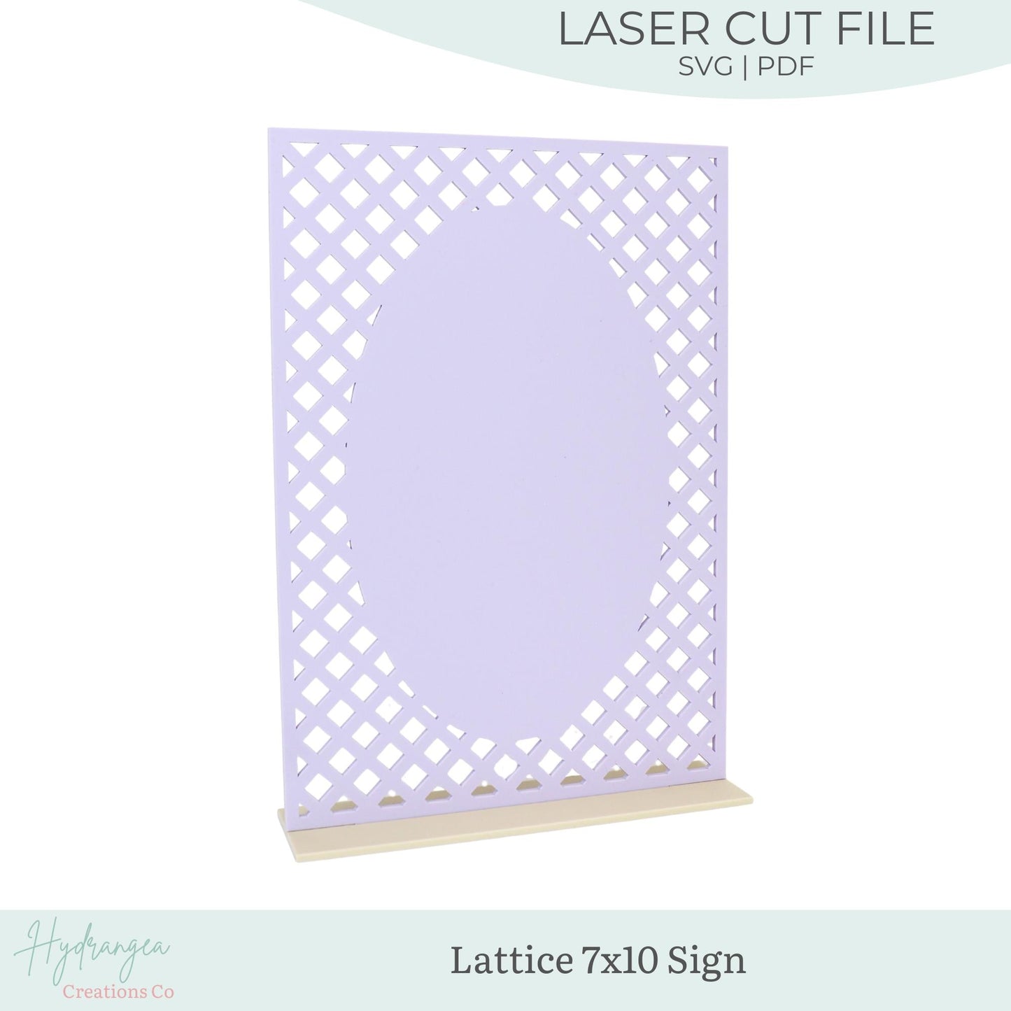 7x10 Rectangle Lattice with Oval SVG Sign and Stand | Acrylic Sign Template | Lattice Event Wedding Signage | Glowforge Laser Cut File