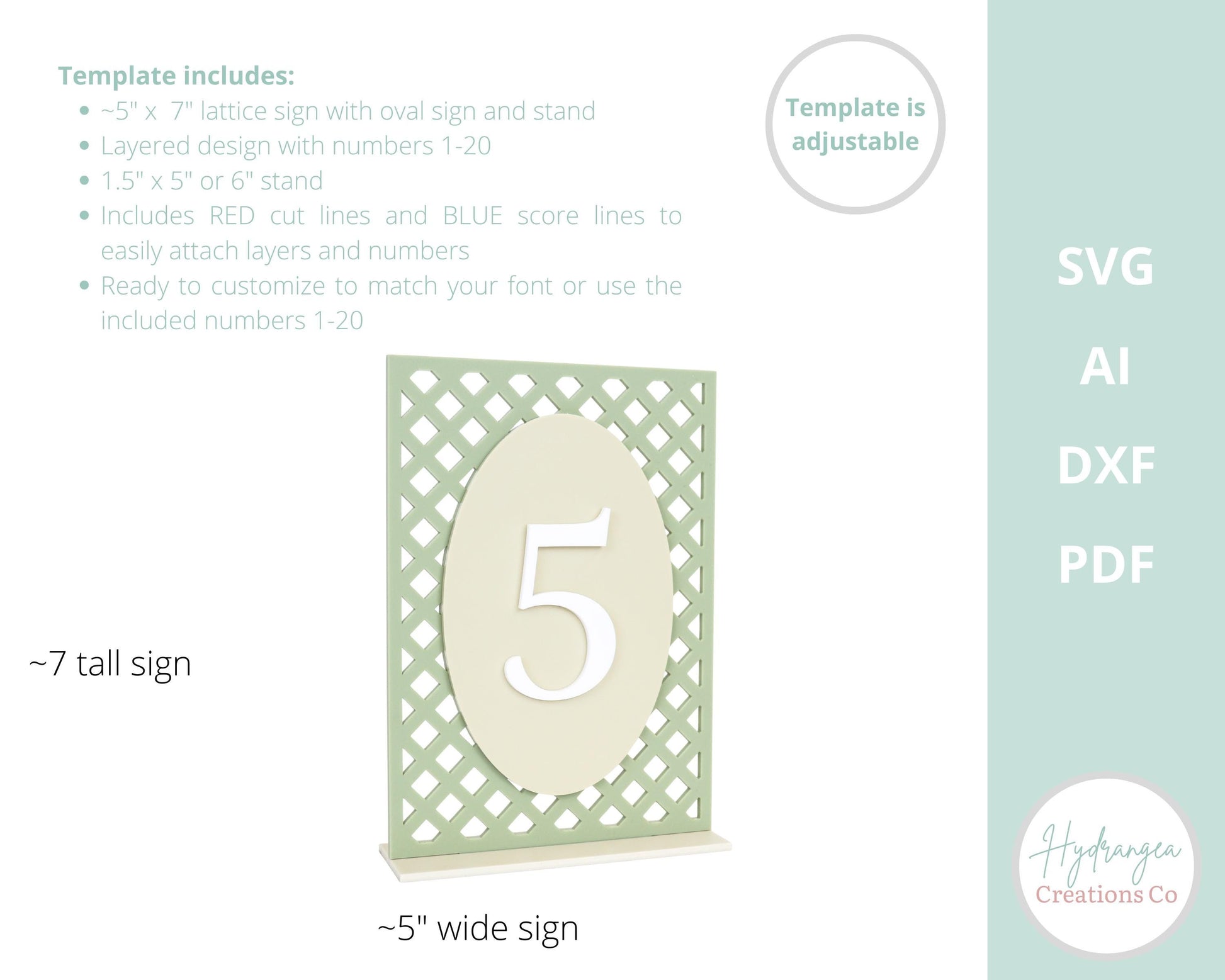 Table Number Lattice Layered Rectangle Oval SVG Laser Cut File Template | Wedding Signage | Bridal Baby Shower | Graduation Table Number