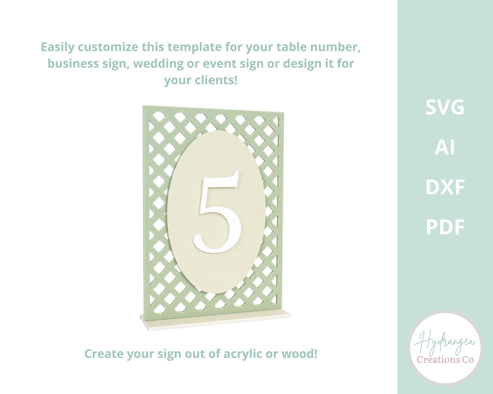 Table Number Lattice Layered Rectangle Oval SVG Laser Cut File Template | Wedding Signage | Bridal Baby Shower | Graduation Table Number