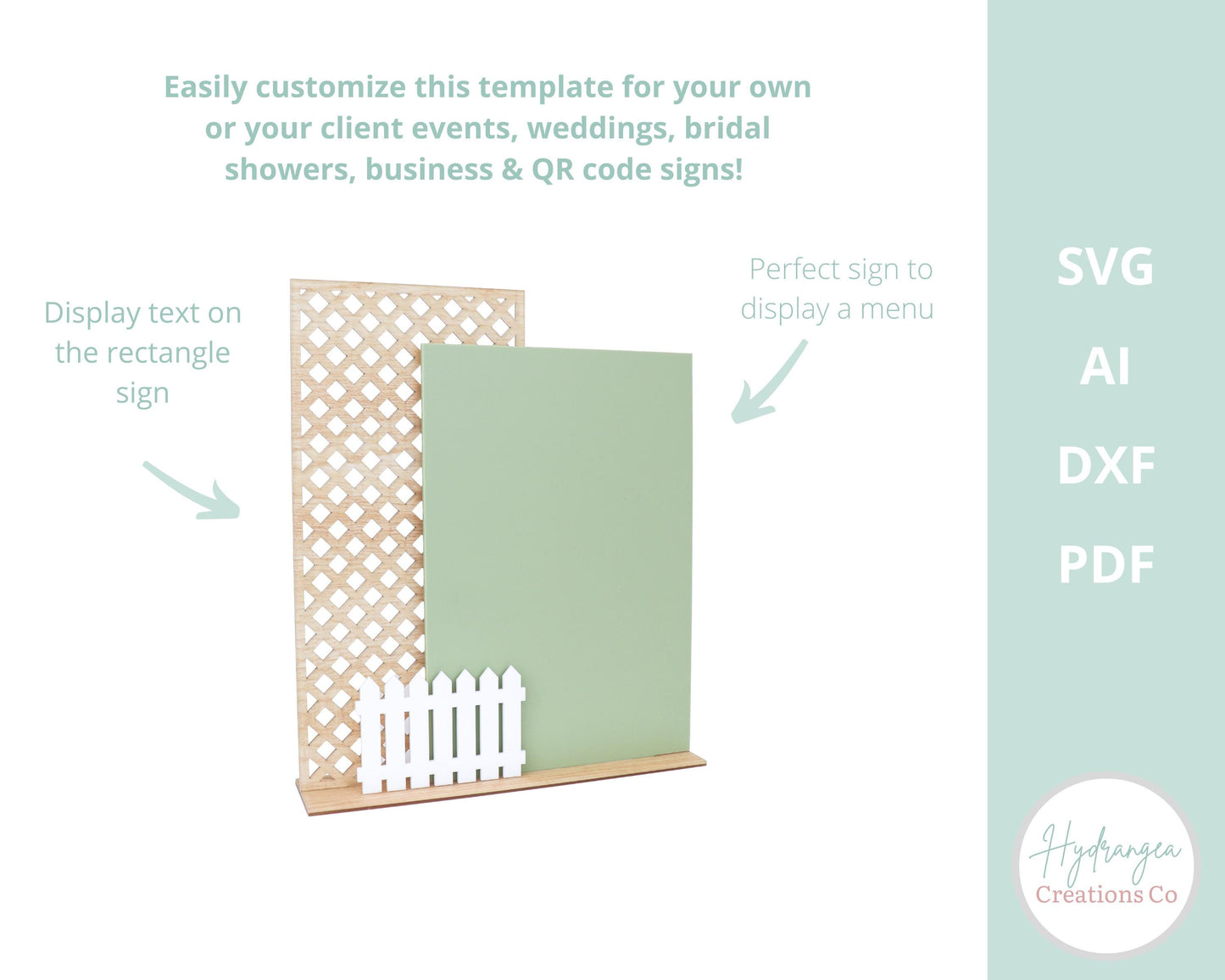 Double Rectangle Sign Lattice SVG Glowforge Laser Cut Files, Wedding Template, Social Media Sign, Payment QR Code, Signature Drink Bar Menu