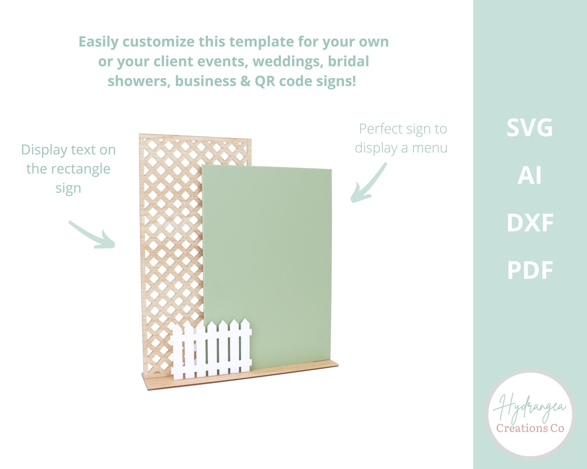 Double Rectangle Sign Lattice SVG Glowforge Laser Cut Files, Wedding Template, Social Media Sign, Payment QR Code, Signature Drink Bar Menu