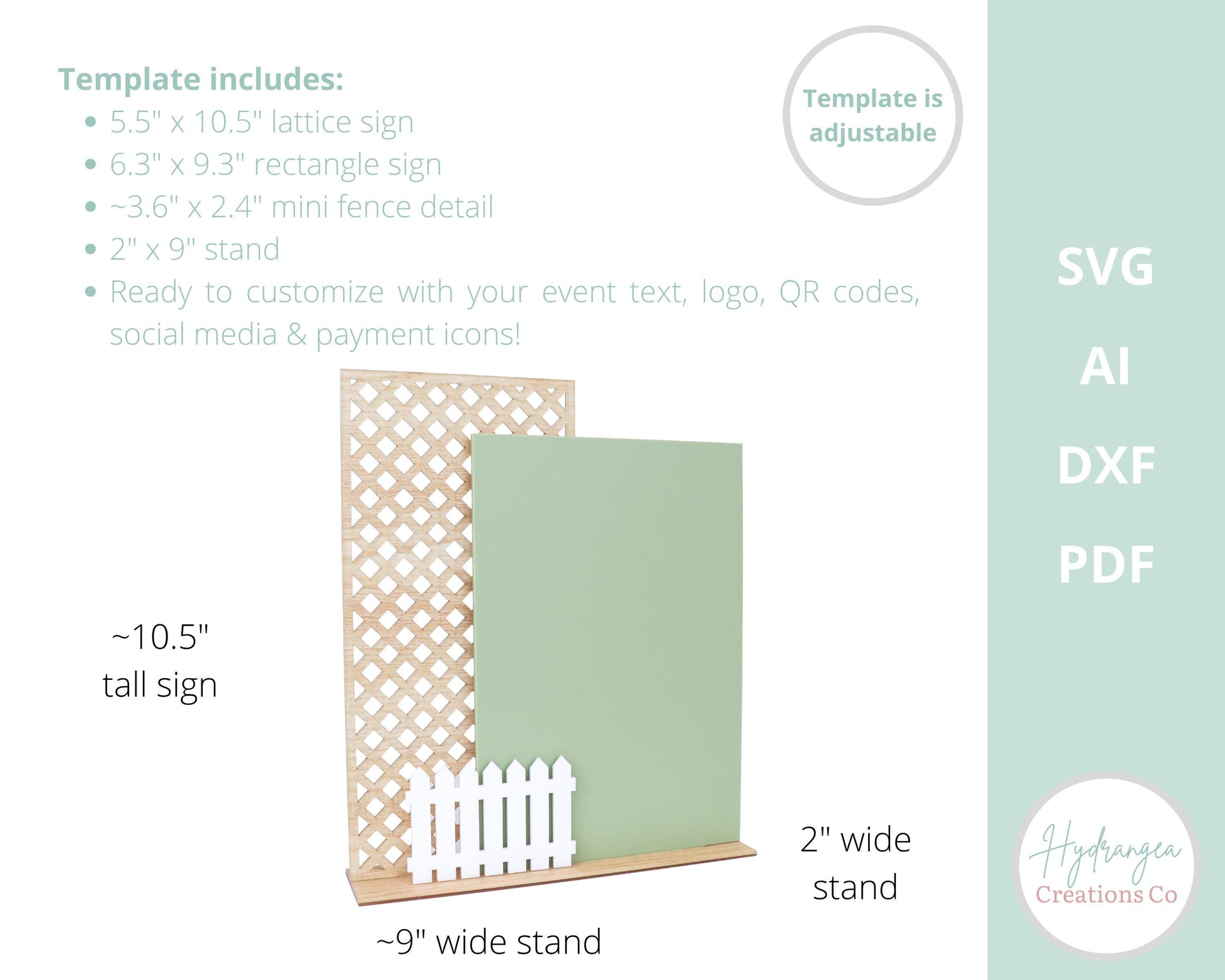 Double Rectangle Sign Lattice SVG Glowforge Laser Cut Files, Wedding Template, Social Media Sign, Payment QR Code, Signature Drink Bar Menu