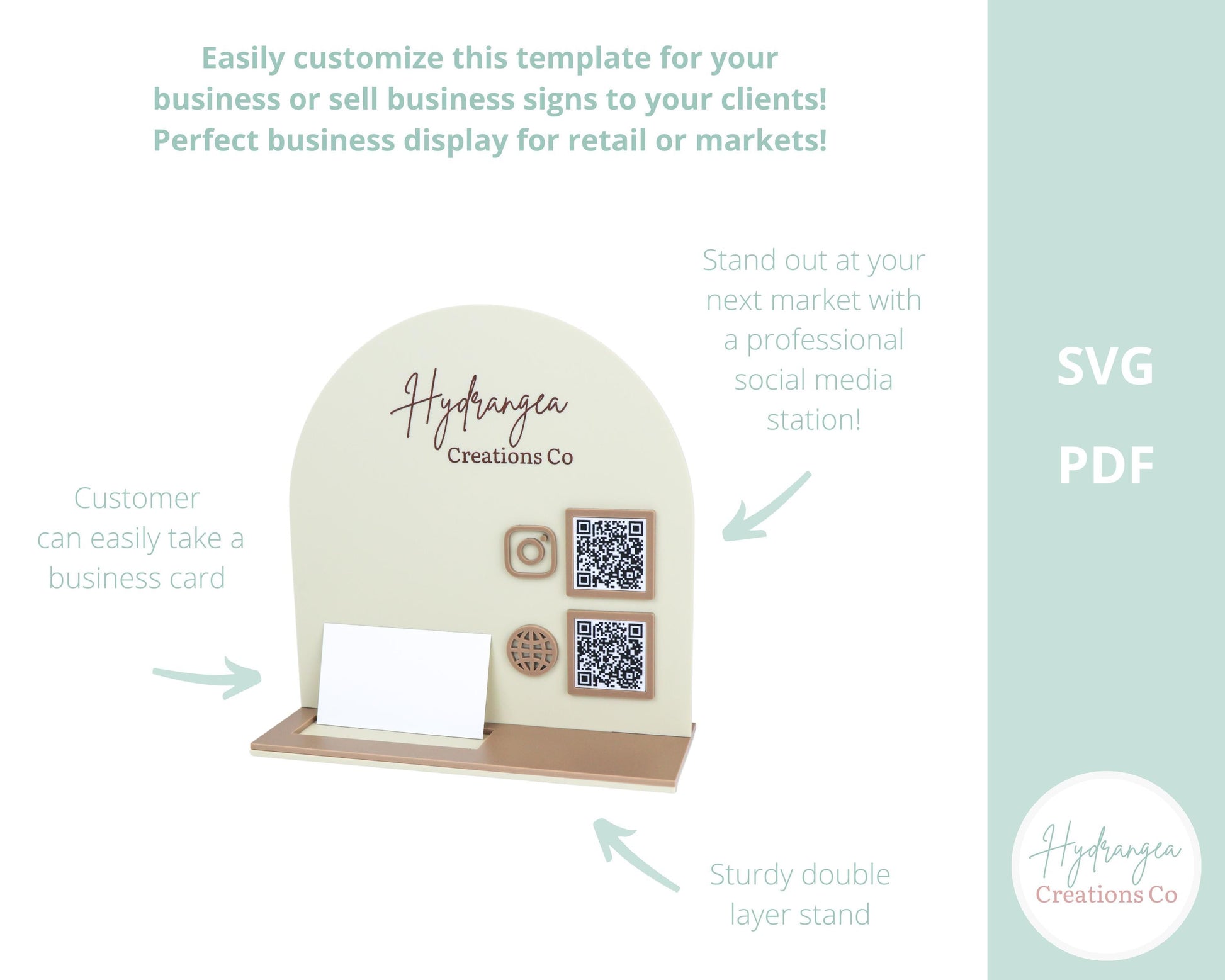 Arch QR Code Business Card Holder Laser SVG Cut File | Payment Scan to Pay Sign | Business Card Holder | Market Craft Show Display