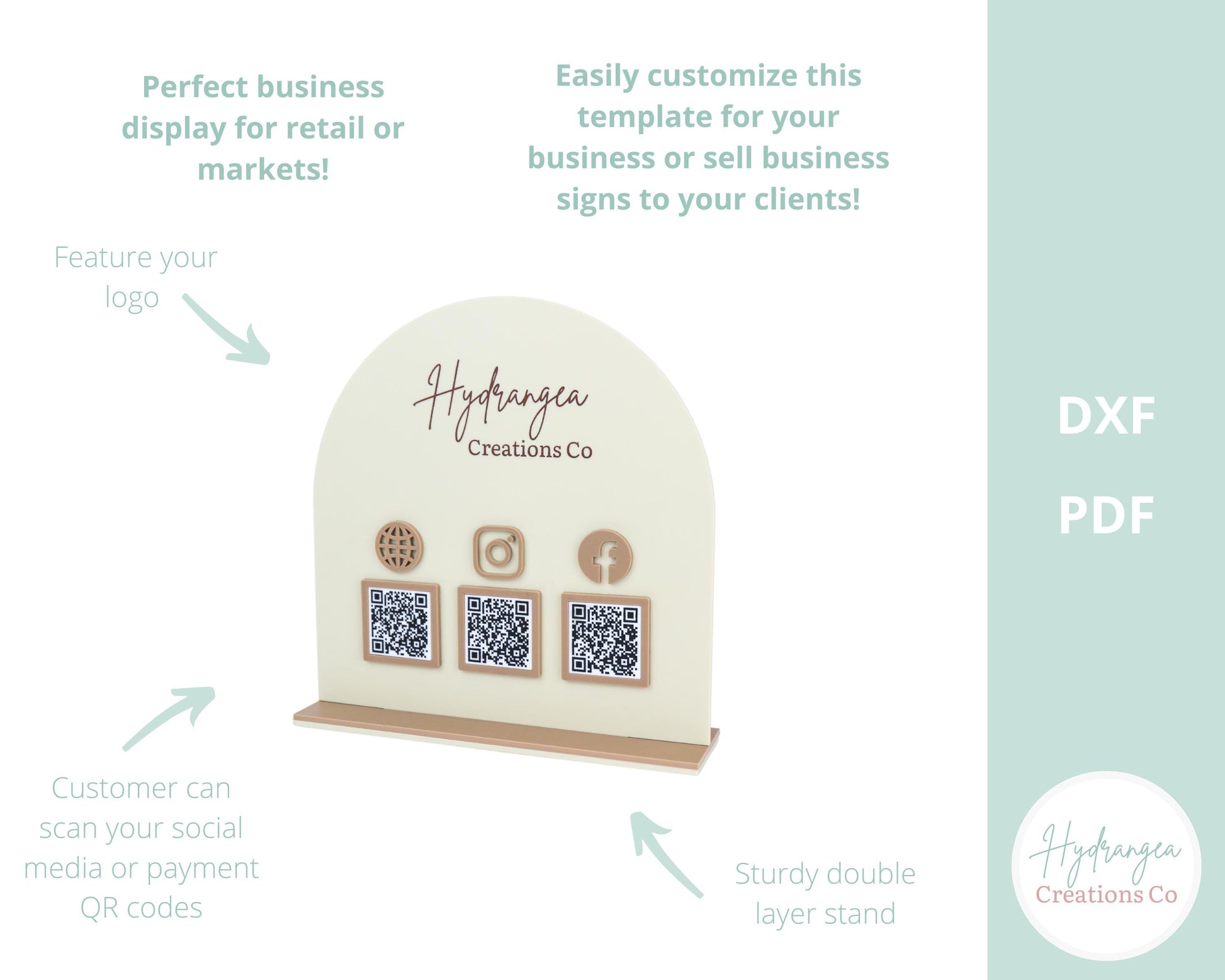 Arch QR Code Business Sign Laser SVG Cut File | Social Media QR Code Scan | Payment Options Sign | Market Craft Show Display