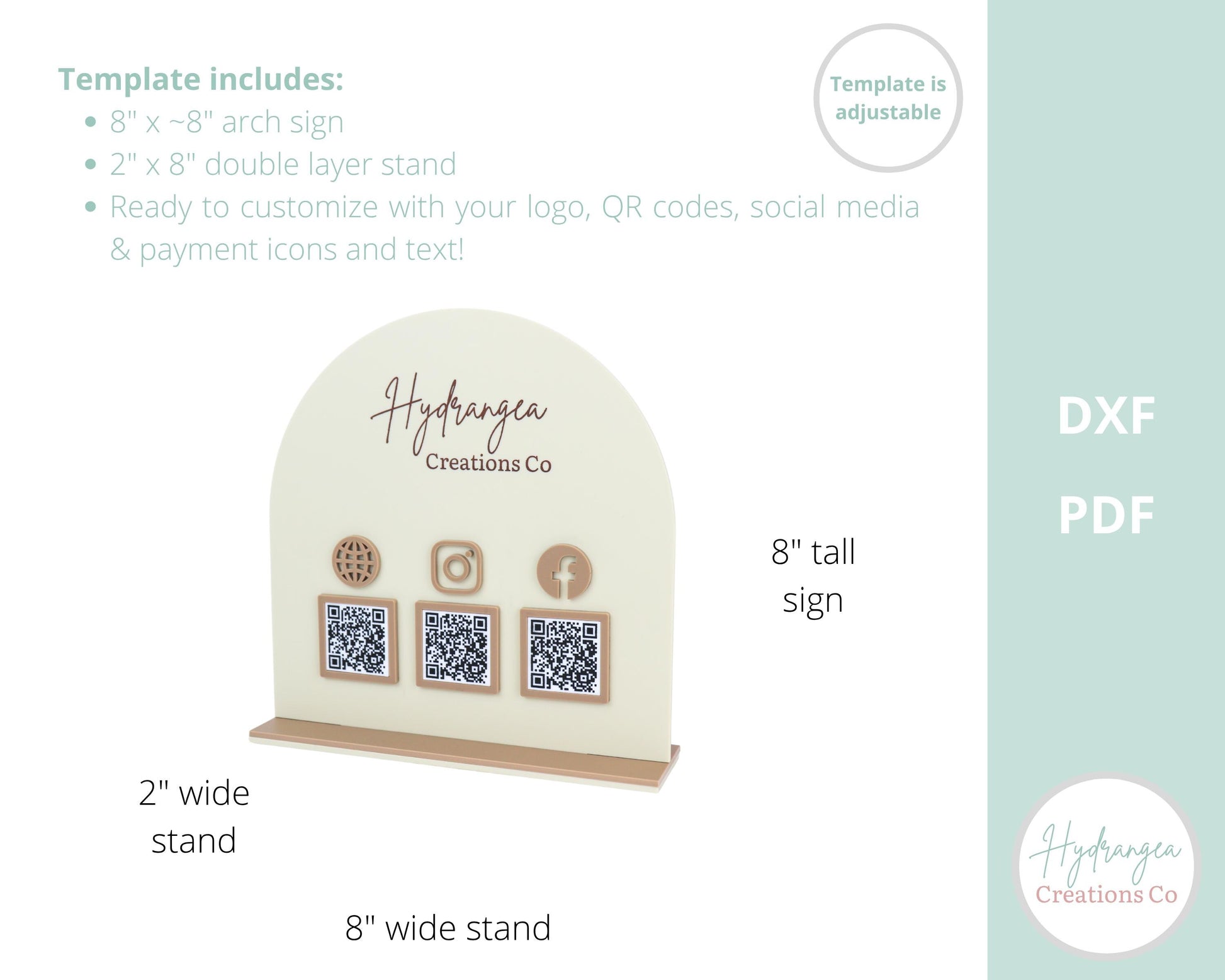 Arch QR Code Business Sign Laser SVG Cut File | Social Media QR Code Scan | Payment Options Sign | Market Craft Show Display