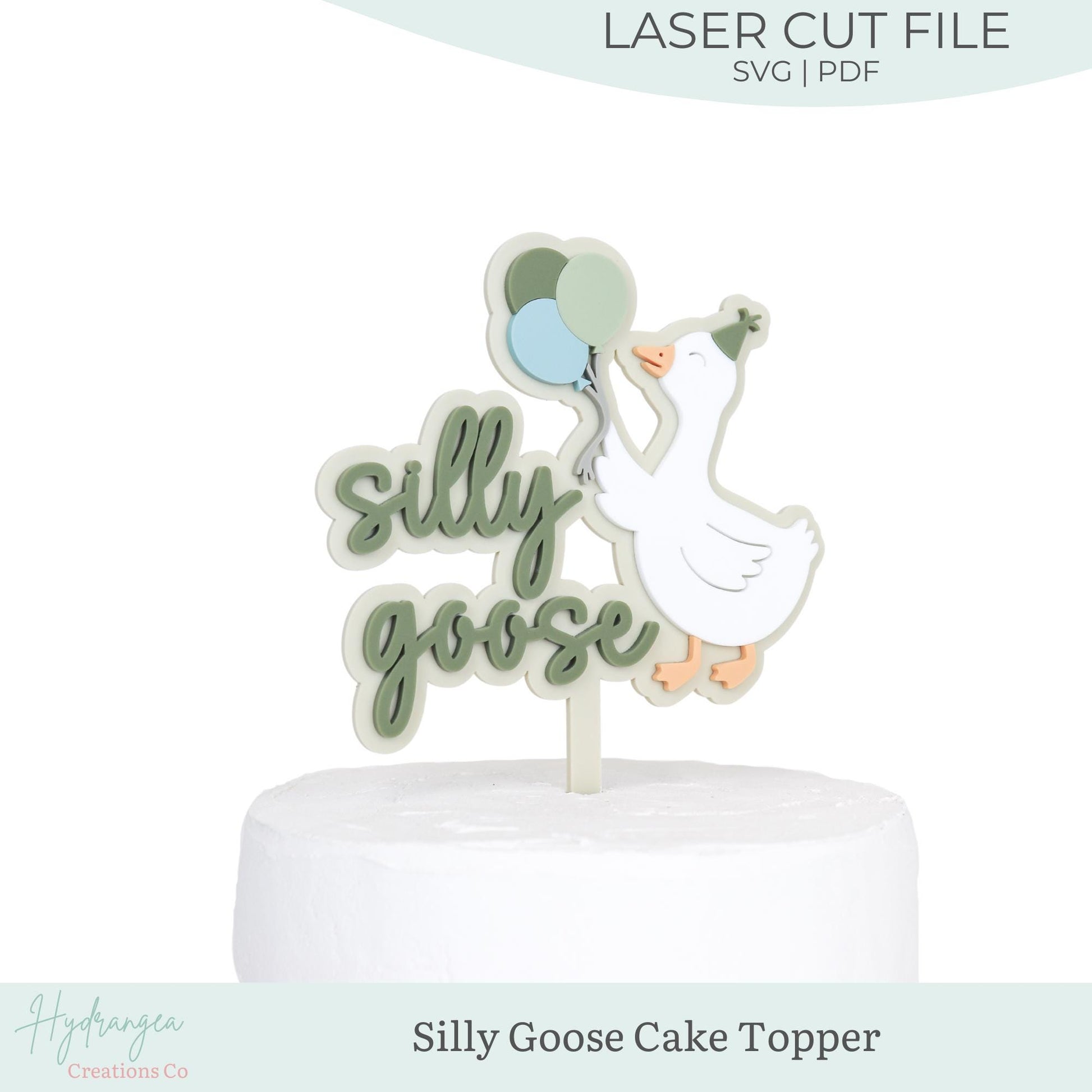 Silly Goose Cake Topper SVG Laser Cut File | Birthday Party Decor | Baby Shower Decor | Event Decor Laser File | Glowforge SVG Files