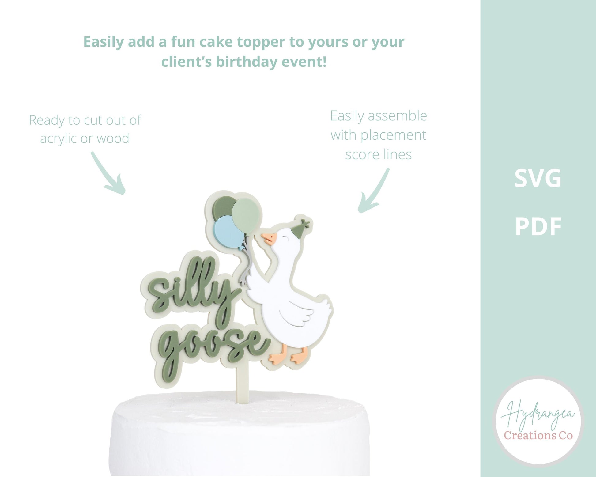 Silly Goose Cake Topper SVG Laser Cut File | Birthday Party Decor | Baby Shower Decor | Event Decor Laser File | Glowforge SVG Files