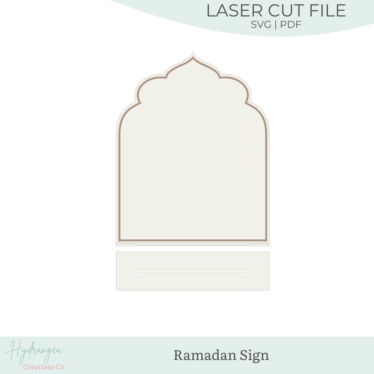 Ramadan Sign with Stand SVG | Framed Decorative Sign | Glowforge Laser Cut File | Event Table Template | Menu Sign