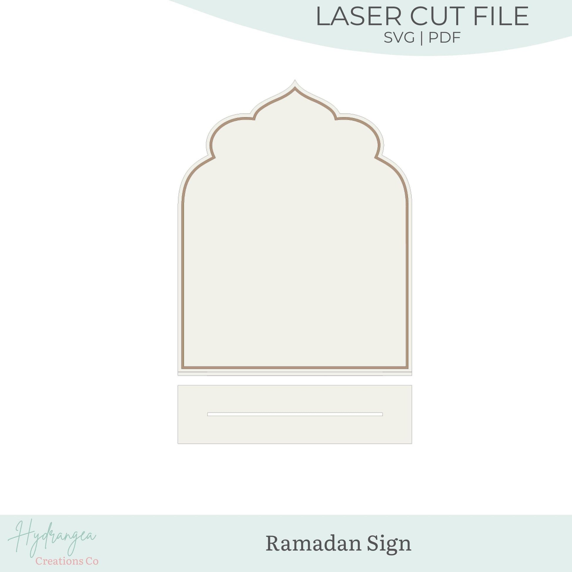 Ramadan Sign with Stand SVG | Framed Decorative Sign | Glowforge Laser Cut File | Event Table Template | Menu Sign