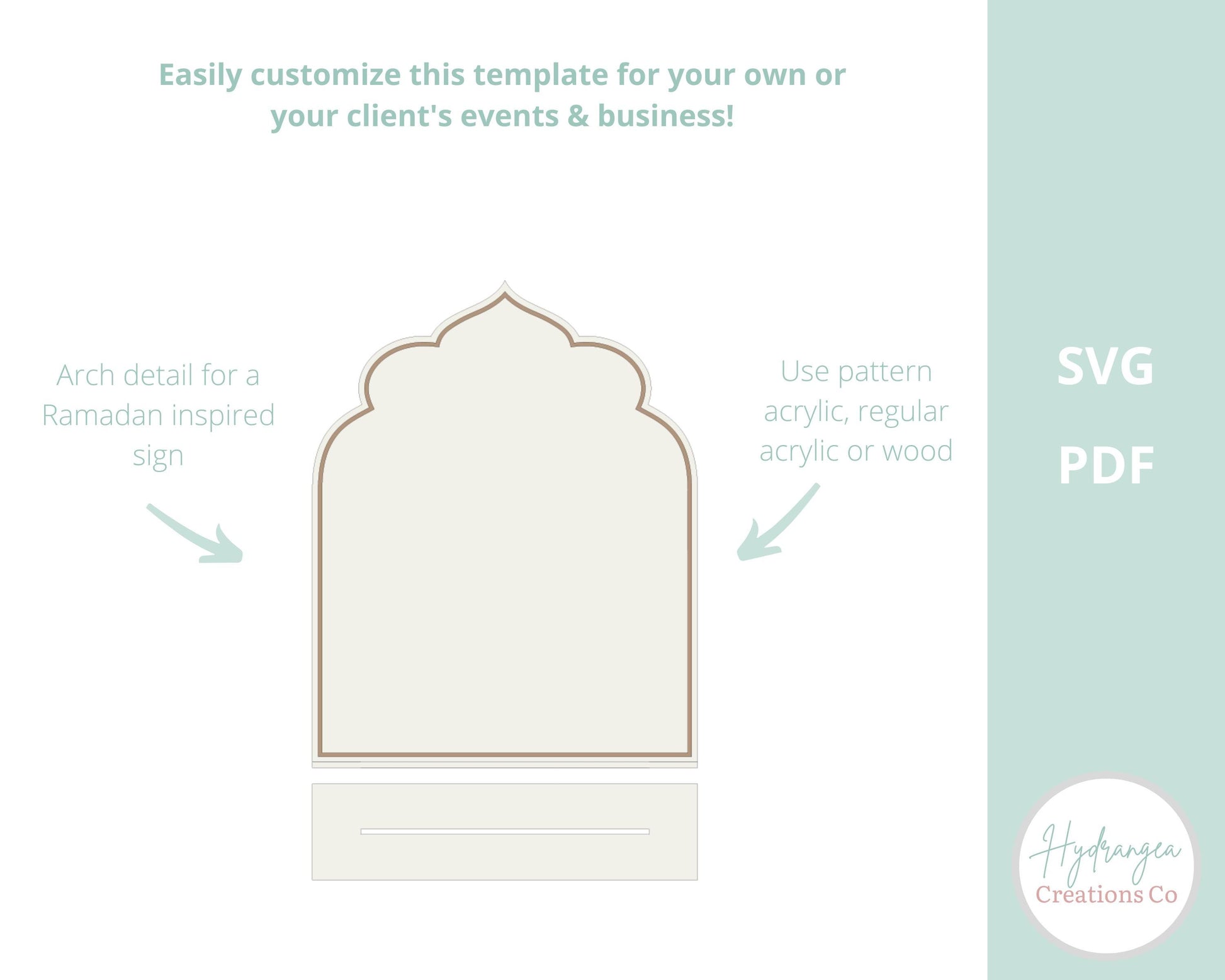Ramadan Sign with Stand SVG | Framed Decorative Sign | Glowforge Laser Cut File | Event Table Template | Menu Sign