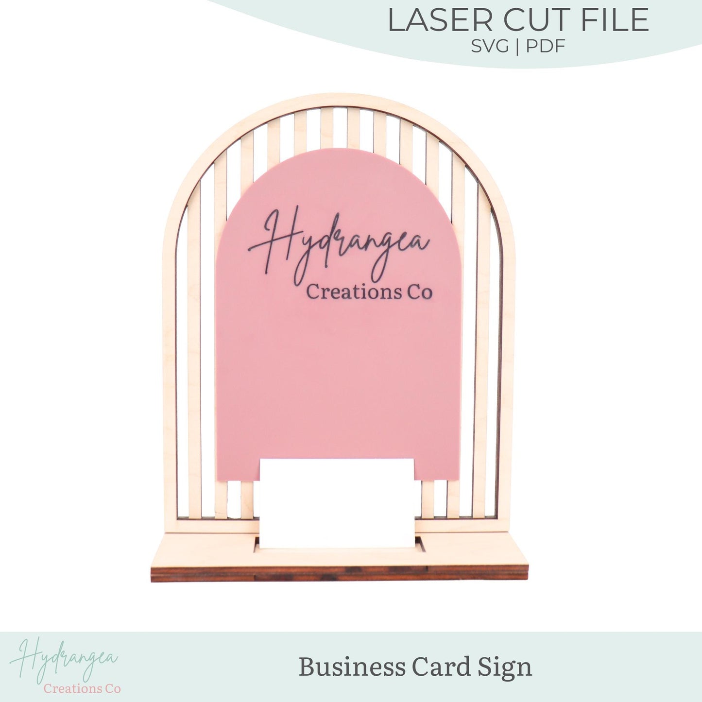 Arch Business Sign Acrylic Laser SVG Cut File | Framed Slats Customizable Sign | Business Card Holder Station | Market Craft Show Display
